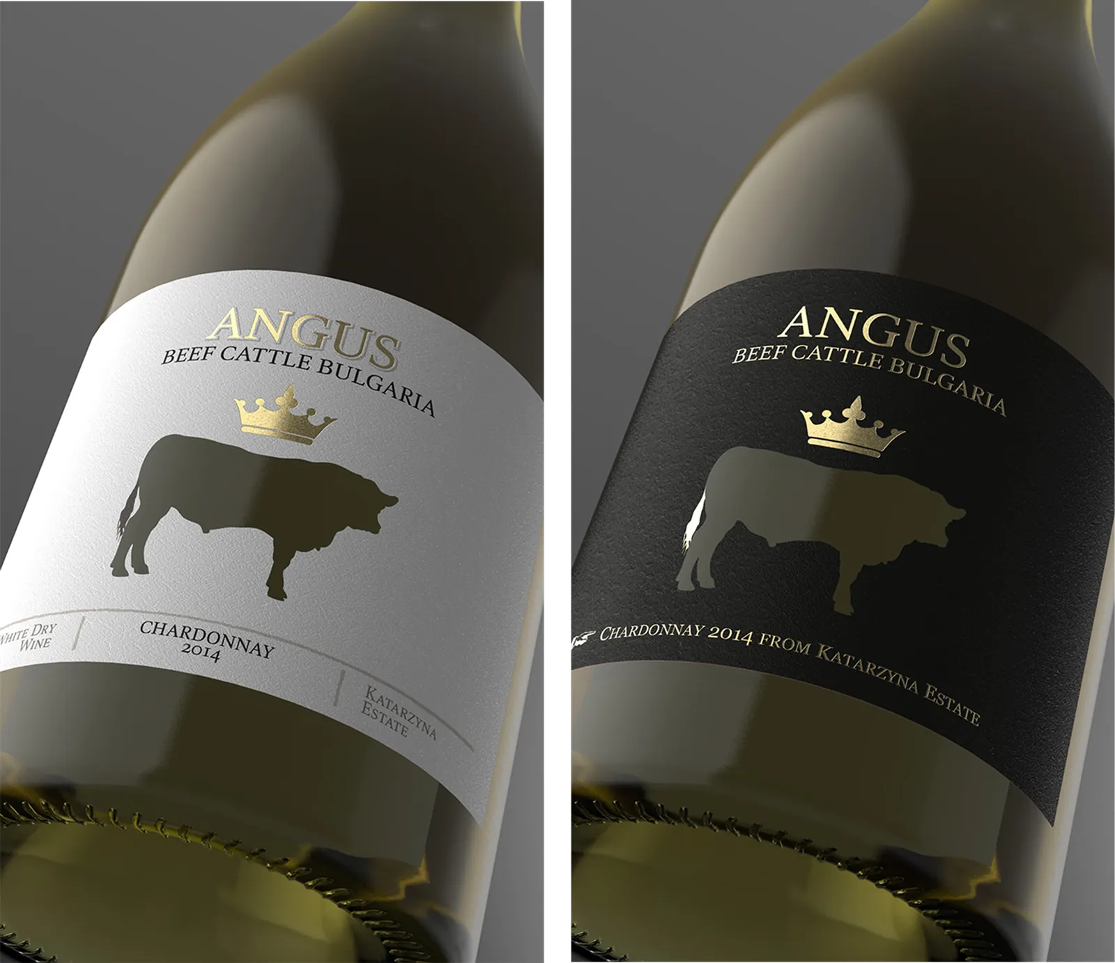 Angus white label close-up